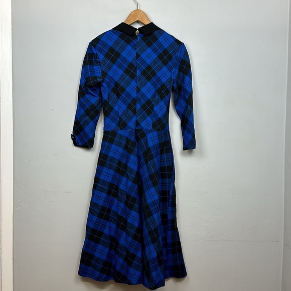 Rare NWOT Unique Vintage Trudy Dress Blue & Black Plaid Tartan - Picture 8 of 11